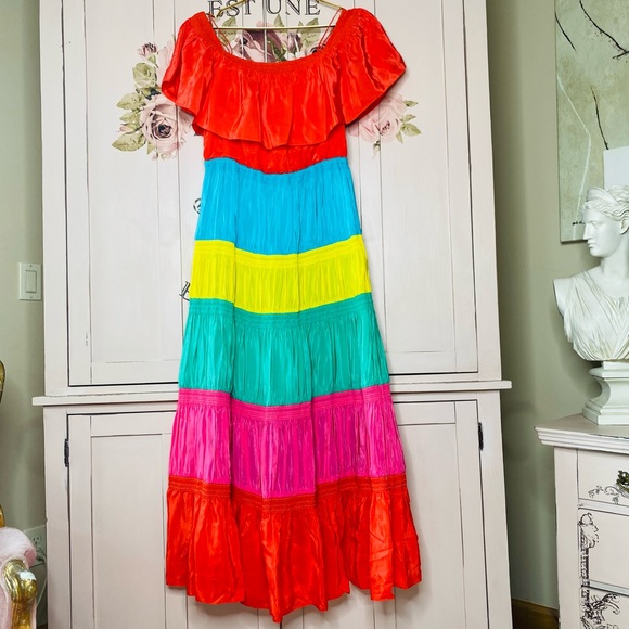 ALICE + OLIVIA off shoulder color block maxi dress - Picture 6 of 11